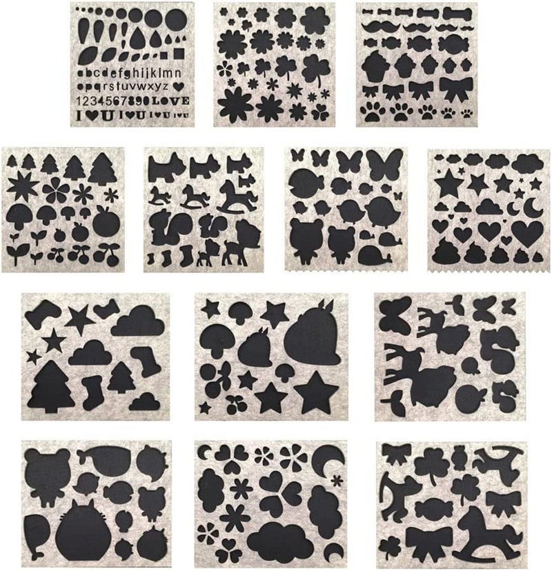 Hyamass 13-Pack Needle Felting Stencils & Applique Templates - Multi-Shape Floral/Animal Felt Molds for DIY Craft, Embroidery, and Wool Felting Projects - Image 1